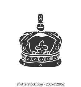 Queen Crown Icon Silhouette Illustration. Princess Vector Graphic Pictogram Symbol Clip Art. Doodle Sketch Black Sign.
