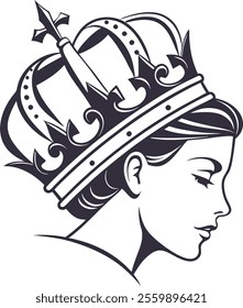 a queen  crown icon silhouette vector