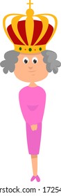 Queen with crown, illustration, vector on white background