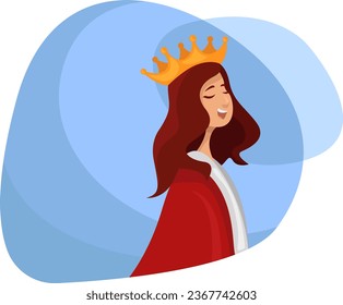 Reina con corona, ilustración, vector sobre fondo blanco.