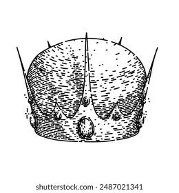reina corona rey dibujado a mano. princesa de oro, símbolo dom, emblema corona reina corona rey rey Vector sketch. ilustración aislada negro