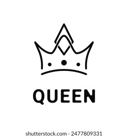 queen crown line art logo design concept minimalist