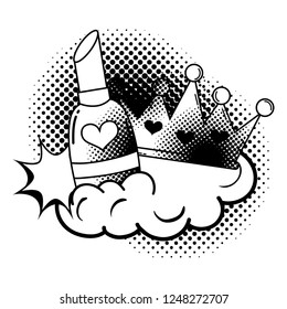 queen crown lipstick pop art style