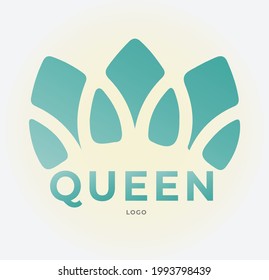 Queen crown logo based on leaf structure, floral crown for queen