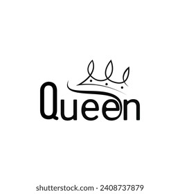 Ideas de diseño del logo de la corona reina con tipografía