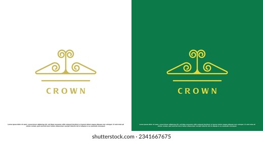 Queen crown logo design illustration. Line art silhouette crown princess queen king royal simple abstract minimalist elegant luxury. Medieval modern royal crown beauty creative abstract icon symbol.