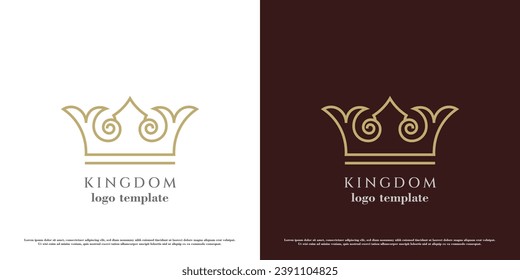 Ilustración de diseño del logo de la corona reina. La corona de belleza de la línea reina rey hada de diamantes galardonado con el premio de la autoridad del reino de la cruz elegancia del poder. Símbolo plano simple minimalista elegante glamour lujo majestuoso.