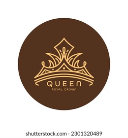 queen crown logo design style outline vector template