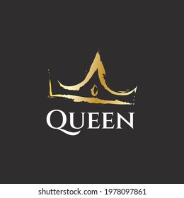 Queen crown logo design symbol vector template