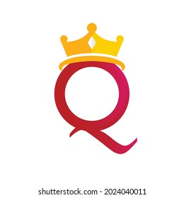 Vorlage für Queen Crown-Logos mit Buchstabe Q-Symbol