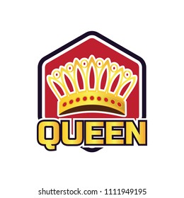 queen crown logo, vector illustration