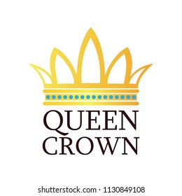 queen crown logo, vector illustration