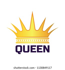 queen crown logo, vector illustration