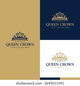 Diseño de logotipo de lujo de Queen Crown