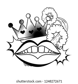 queen crown with mouth pop art