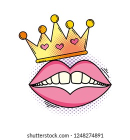 queen crown with mouth pop art