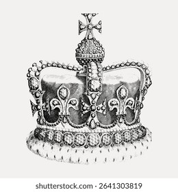 Queen crown object sticker, vector element.