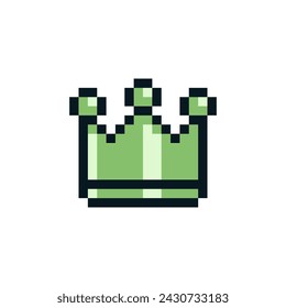 Queen Crown. Pixel icon. Flat style. 8-bit. Sticker design. Isolated vector illustration.