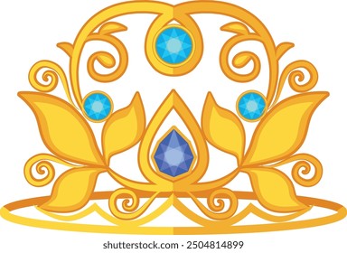 Queen crown with precious gems. Golden diadem icon