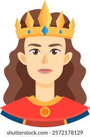 Queen with crown and red robe