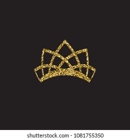 Queen crown, royal gold headdress. King golden accessory. Isolated vector illustrations. Elite class symbol on black background.