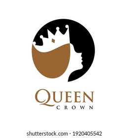 Queen and Crown Simple Flat Logo Symbol