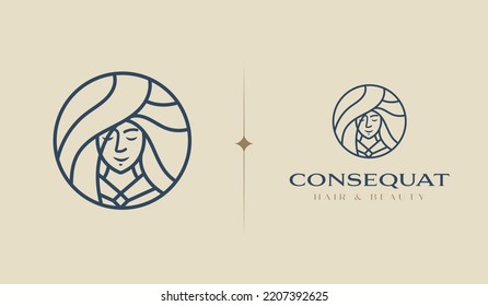 Queen with Crown Simple Line Monoline Luxury Logo. Universal Creative Premium Symbol. Graceful jewel Boutique Vector Sign