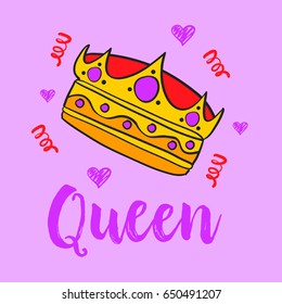 Queen crown style doodle collection