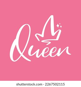 Queen Crown Symbol with White Color and Soft Pink Background