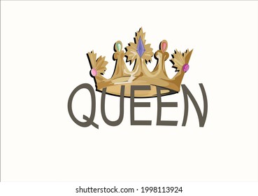 queen crown vector art design hand drawn