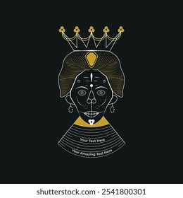 Queen with Crown vector art illustration with hand drawn