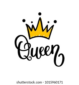 Queen crown vector calligraphy design funny poster