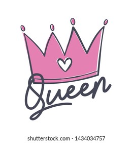 Queen crown vector calligraphy design funny poster