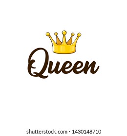 queen crown vector icon isolated on white background. funny girls print for tee or poster with princess crown and text