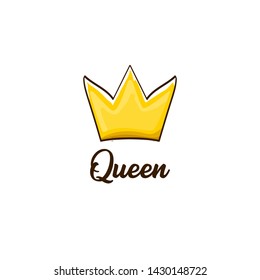 queen crown vector icon isolated on white background. funny girls print for tee or poster with princess crown and text
