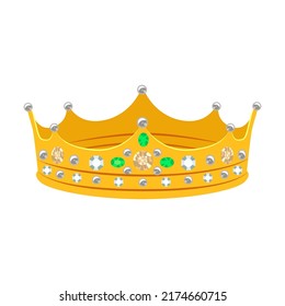 Queen crown vector illustration. Accessory for royals, king, queen, prince or princess isolated on white background. Fantasy, monarchy, jewelry