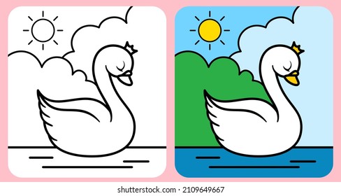 Queen of cute Goose, for coloring book and design t-shirts for children.