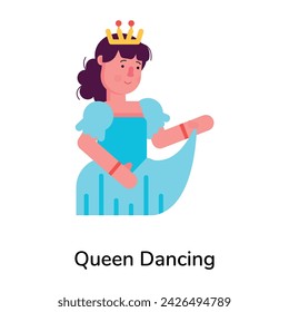 Icono de personaje de baile de la reina, estilo plano 