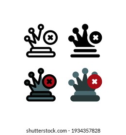 Queen Deleted in Chess Game and Strategy Outline Icon, Logo, and illustration Vector