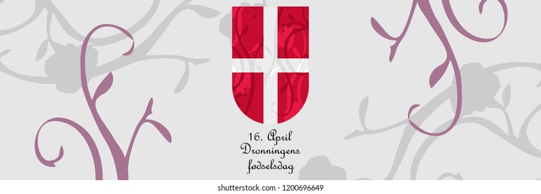 Queen of Denmark's birthday vector illustration. Suitable for greeting card, poster and banner.