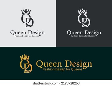 queen design fashion brand qd logo with crown on the Q 