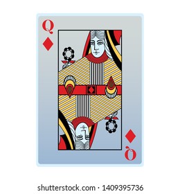 queen of diamonds card icon cartoon vector illustration graphic design