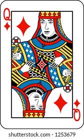 Queen of diamonds from deck of playing cards, rest of deck available.