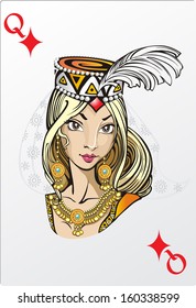 Queen of diamonds. Deck romantic graphics cards