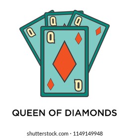 Queen of diamonds icon vector isolated on white background for your web and mobile app design, Queen of diamonds logo concept