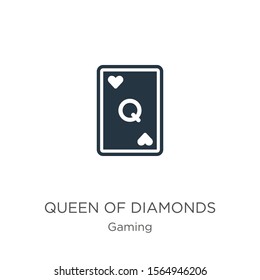 Queen of diamonds icon vector. Trendy flat queen of diamonds icon from gaming collection isolated on white background. Vector illustration can be used for web and mobile graphic design, logo, eps10