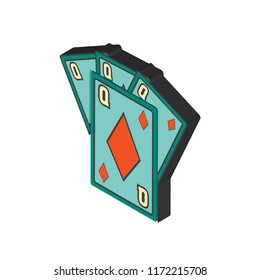 Queen of diamonds isometric left top view 3D icon