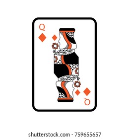 queen of diamonds playing card casino poker