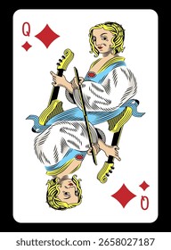 Tarjeta de juego de la reina de diamantes - diseño clásico.