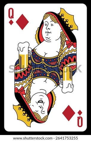 Queen of Diamonds playing card - Classic design